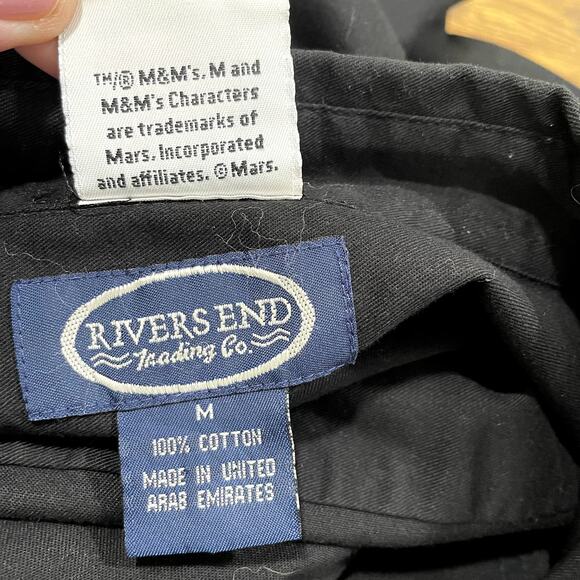 Planet Mars M&M Size M Shirt Button Up Long Sleeve Embroidered Candy Black - Picture 8 of 10